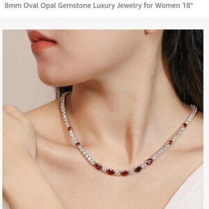 18" garnet and sterling silver necklace